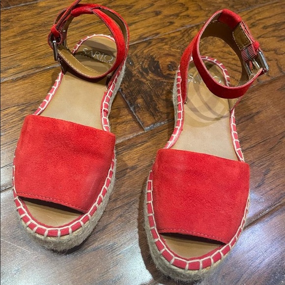 Franco Sarto Red Suede Espadrilles Size 4 - Picture 1 of 4
